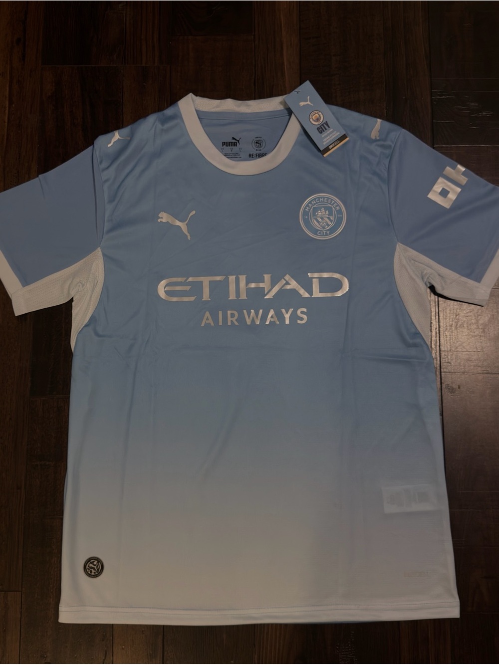 Manchester City Home Jersey - Haaland #9 - LARGE- Puma - Etihad Airways - NWT